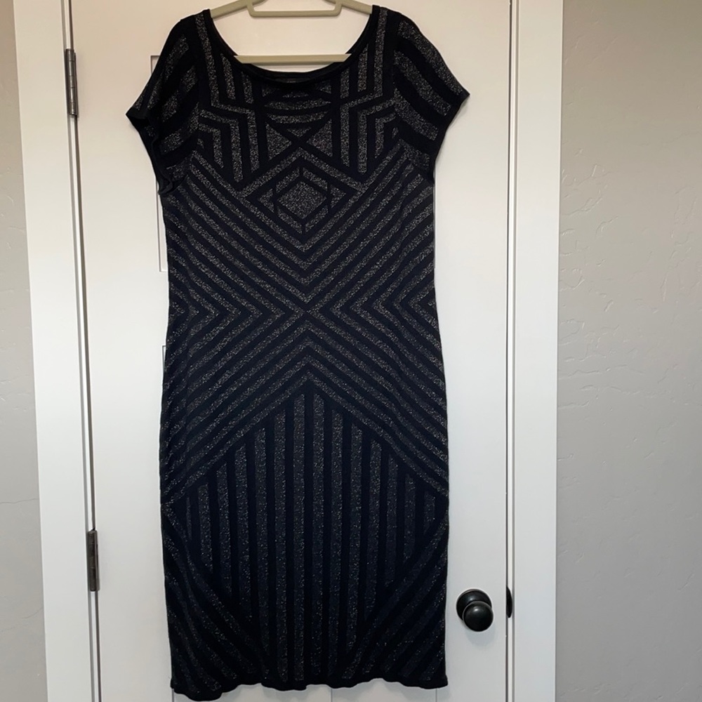 Lane Bryant Geometric Metallic Sweater Dress EUC!